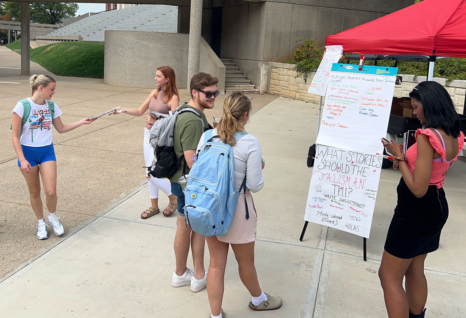 I've challenged Talisman editors to find new ways to engage their audience, including through going out on campus to solicit feedback and story ideas.