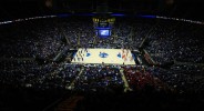 Players from WKU and Kansas are introduced before the teams face off March 22 at the Sprint Center in Kansas City, Mo. WKU led 31-30 at half.